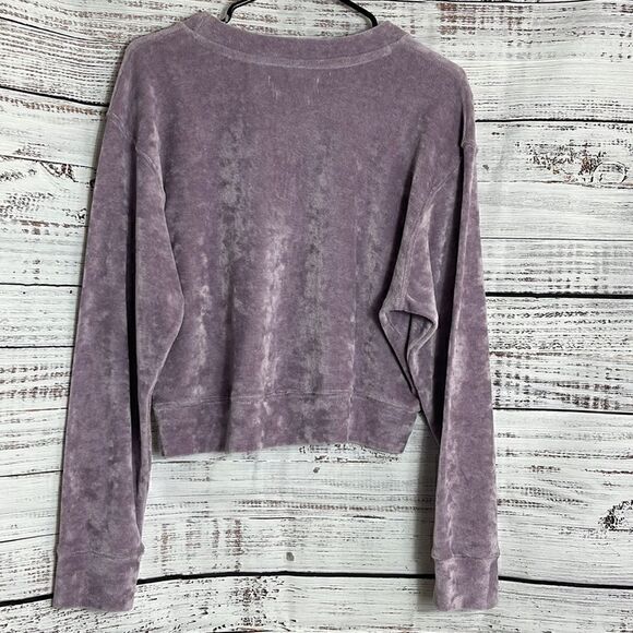 Noize Sweatshirt womens Size large Velvet Cropped velour crew neck pullover New - Picture 5 of 11